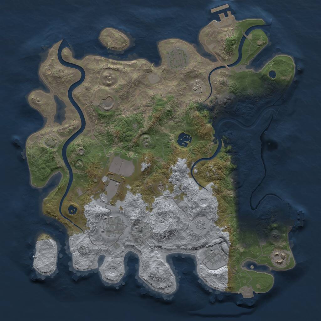 Rust Map: Procedural Map, Size: 3500, Seed: 3682352, 14 Monuments