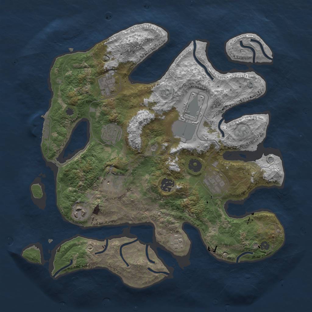Rust Map: Procedural Map, Size: 3500, Seed: 517495734, 12 Monuments