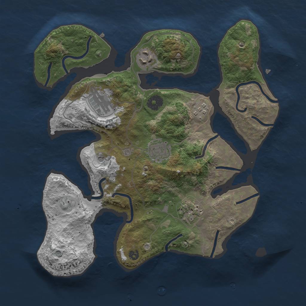 Rust Map: Procedural Map, Size: 3000, Seed: 413027608, 8 Monuments