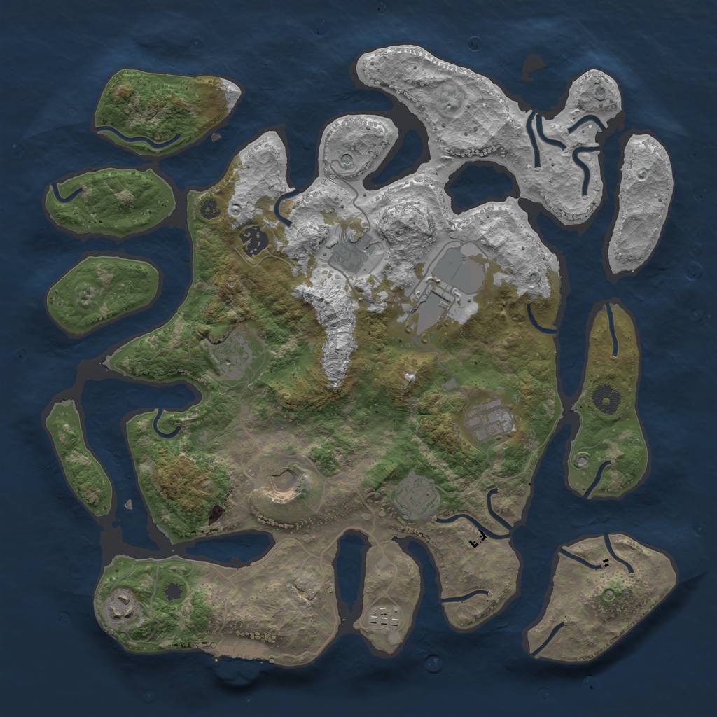 Rust Map: Procedural Map, Size: 3800, Seed: 122, 13 Monuments