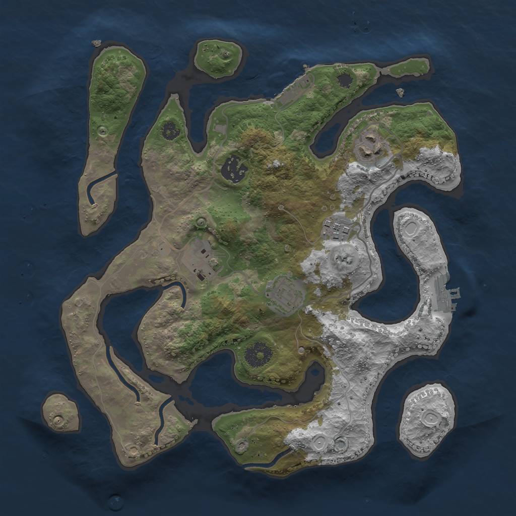 Rust Map: Procedural Map, Size: 3000, Seed: 33779843, 12 Monuments