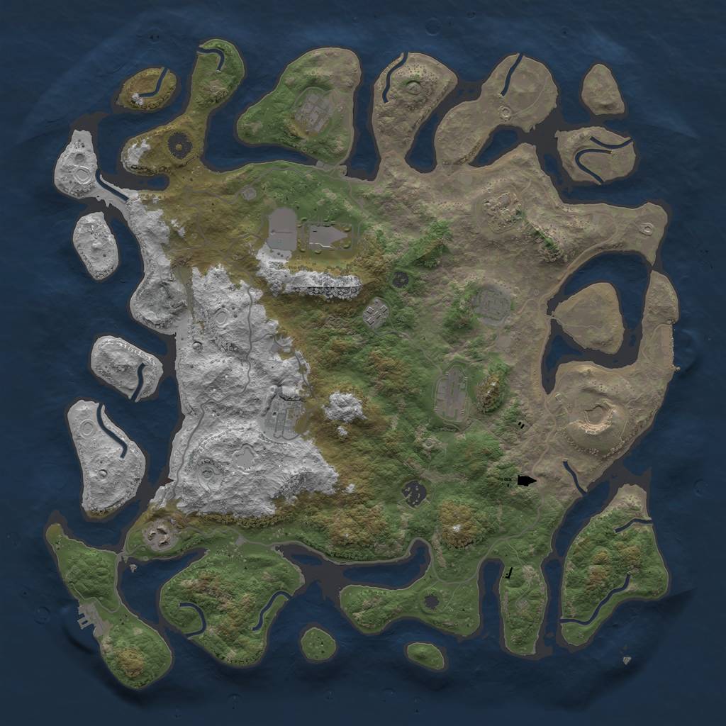 Rust Map: Procedural Map, Size: 4500, Seed: 1449708791, 18 Monuments