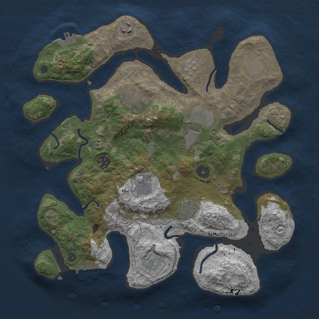 Rust Map: Procedural Map, Size: 3600, Seed: 38732712, 17 Monuments