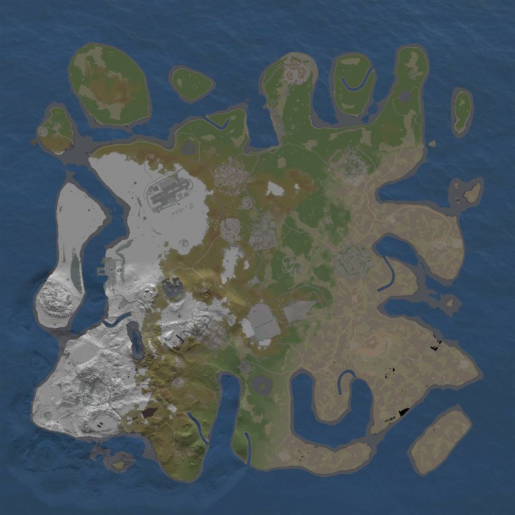 Rust Map: Procedural Map, Size: 3700, Seed: 1792646368, 16 Monuments