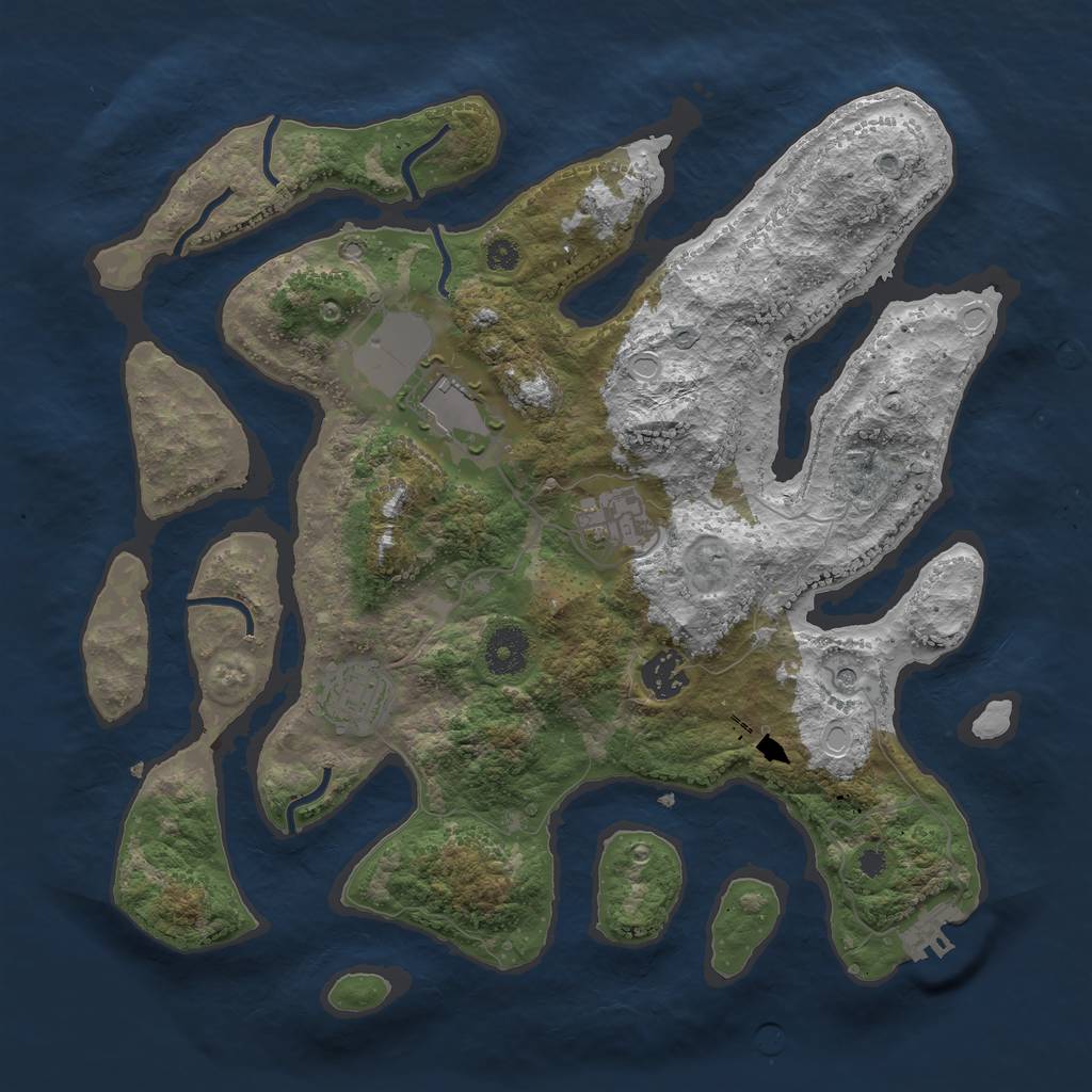 Rust Map: Procedural Map, Size: 3500, Seed: 496692, 11 Monuments