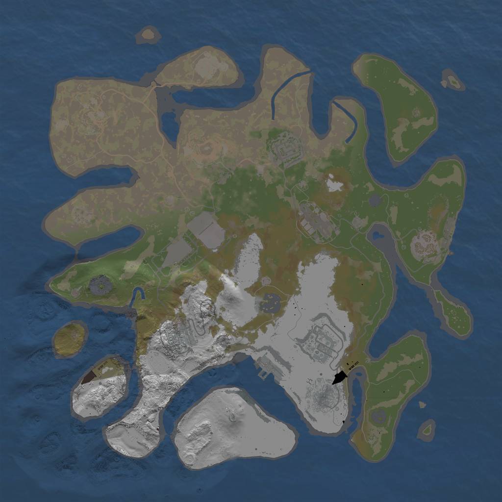 Rust Map: Procedural Map, Size: 3500, Seed: 256437, 15 Monuments