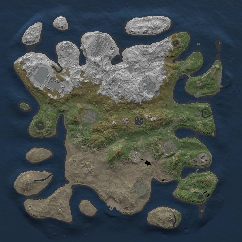 Rust Map: Procedural Map, Size: 4000, Seed: 1141349964, 18 Monuments