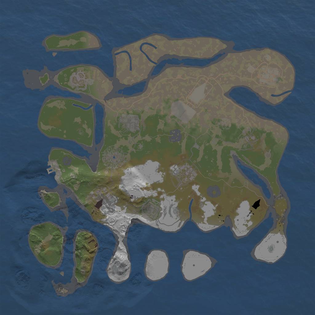 Rust Map: Procedural Map, Size: 3500, Seed: 493612, 14 Monuments