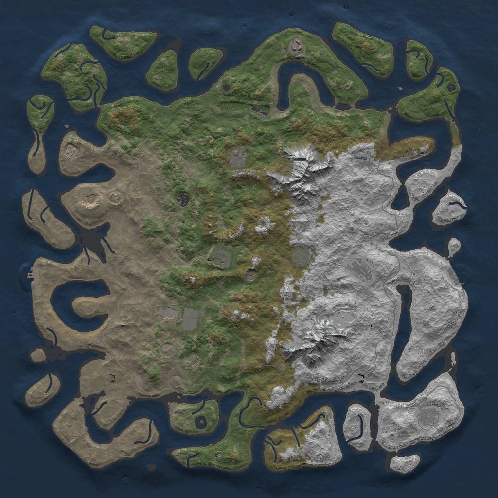 Rust Map: Procedural Map, Size: 6000, Seed: 76443, 22 Monuments