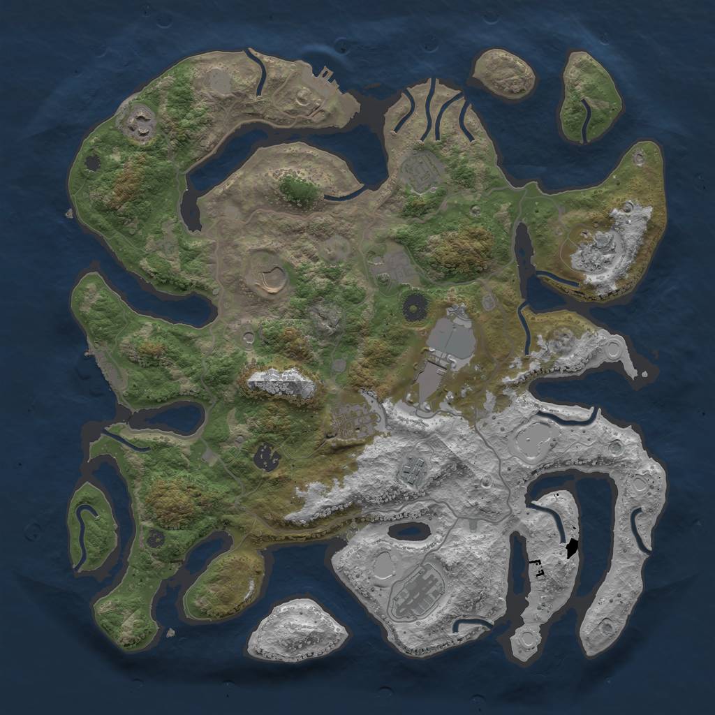 Rust Map: Procedural Map, Size: 4000, Seed: 11052286, 18 Monuments