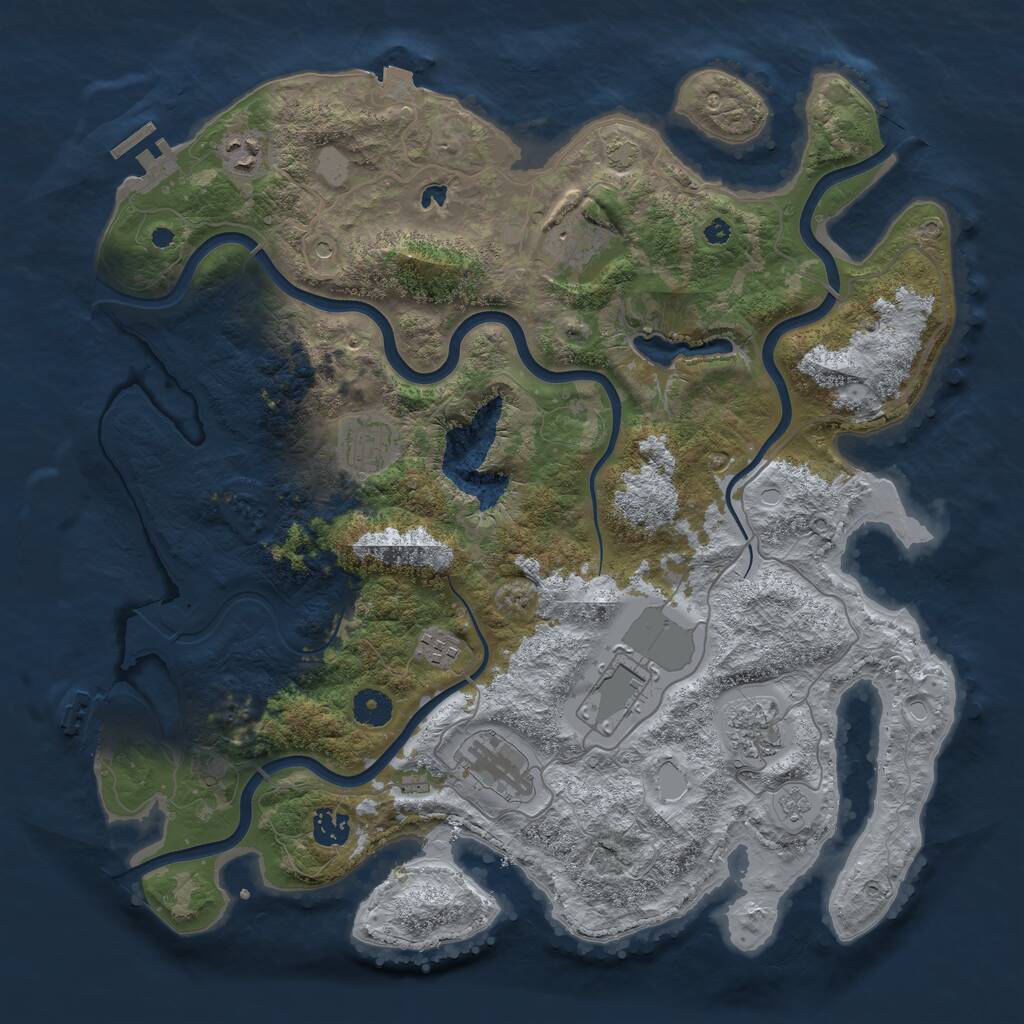 Rust Map: Procedural Map, Size: 4000, Seed: 11052286, 14 Monuments