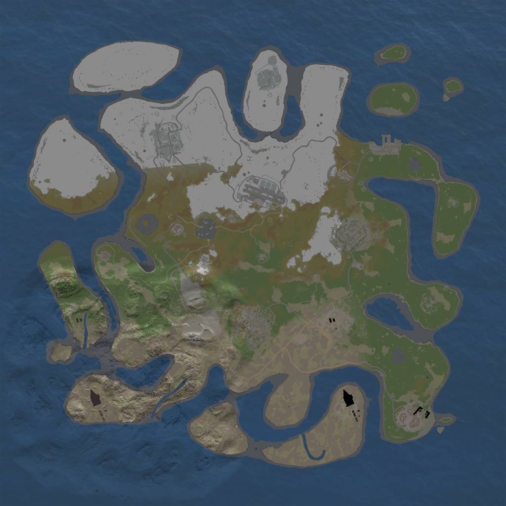 Rust Map: Procedural Map, Size: 3500, Seed: 291417160, 12 Monuments