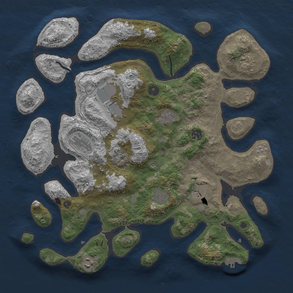 Rust Map: Procedural Map, Size: 4000, Seed: 1145483911, 13 Monuments