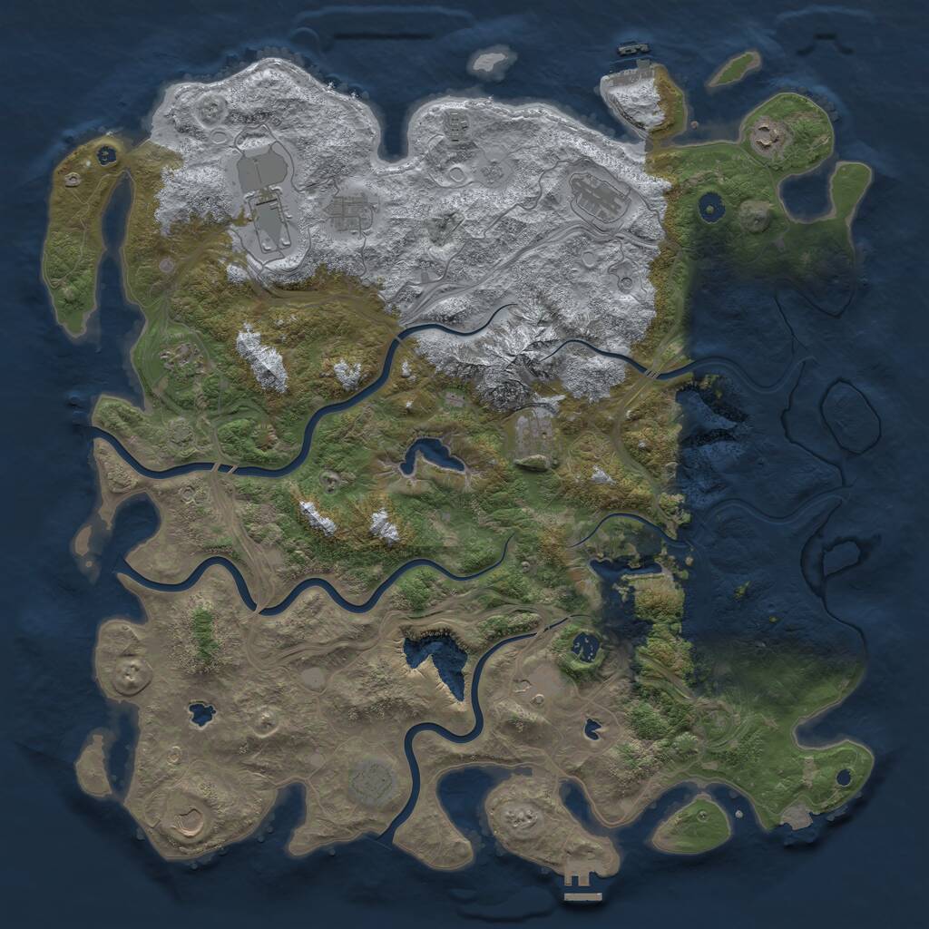 Rust Map: Procedural Map, Size: 5000, Seed: 132281704, 17 Monuments