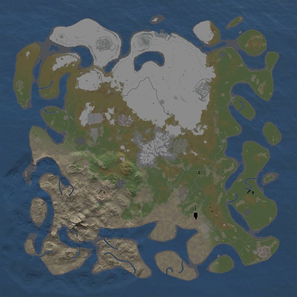 Rust Map: Procedural Map, Size: 5000, Seed: 132281704, 14 Monuments