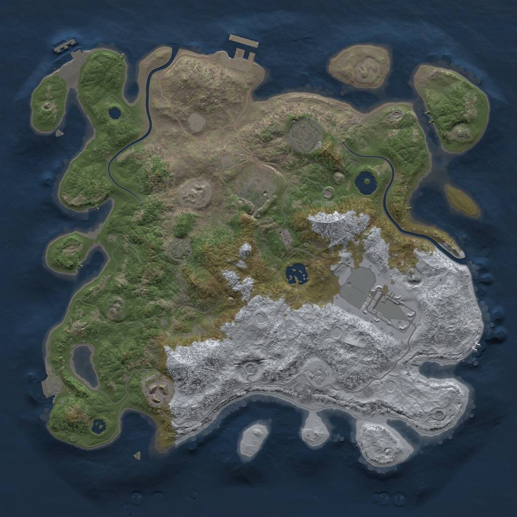 Rust Map: Procedural Map, Size: 3500, Seed: 857332, 11 Monuments