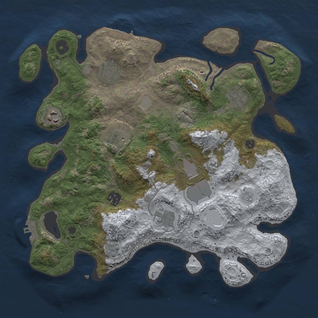Rust Map: Procedural Map, Size: 3500, Seed: 857332, 17 Monuments