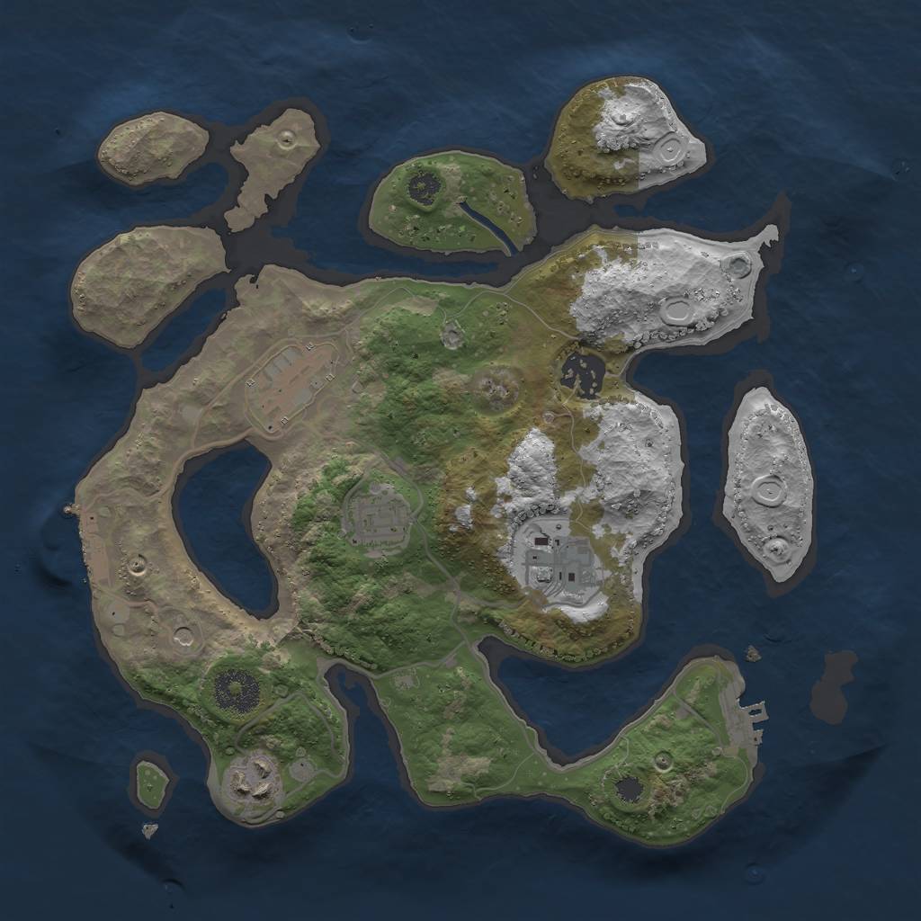 Rust Map: Procedural Map, Size: 3000, Seed: 2102913965, 13 Monuments