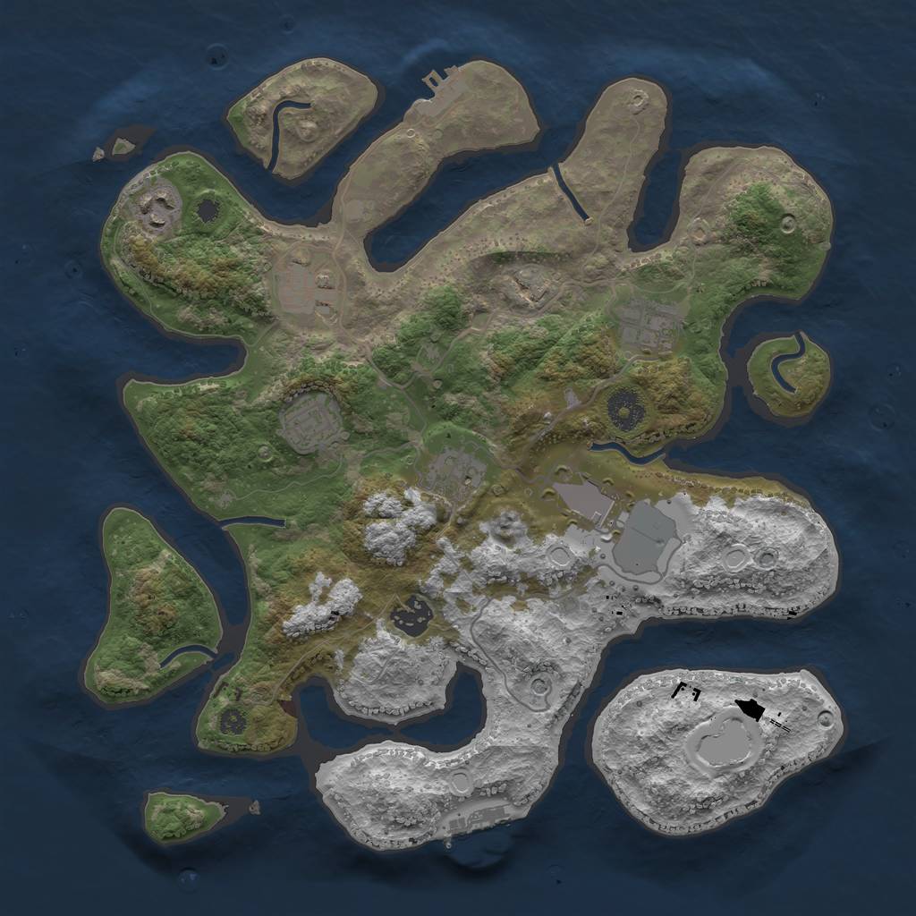 Rust Map: Procedural Map, Size: 3500, Seed: 805015334, 15 Monuments