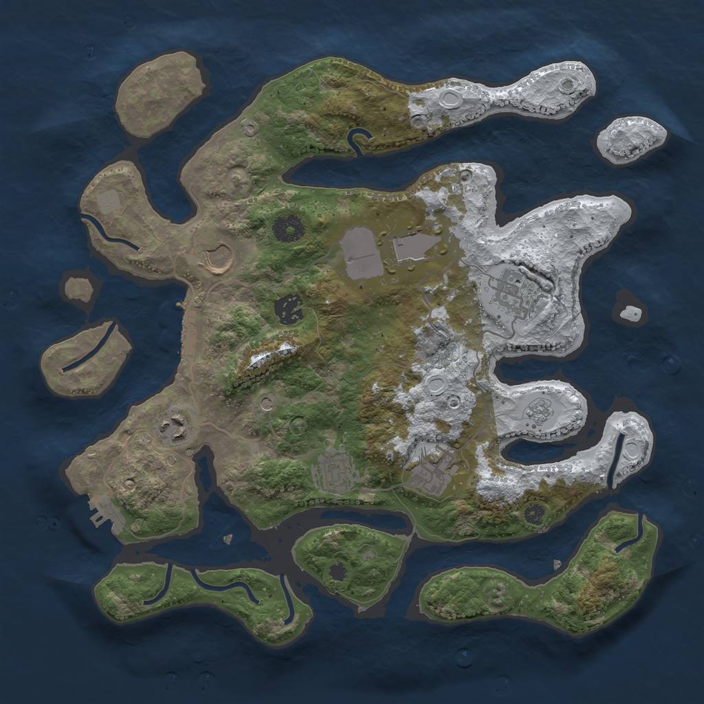 Rust Map: Procedural Map, Size: 3500, Seed: 1538842427, 16 Monuments