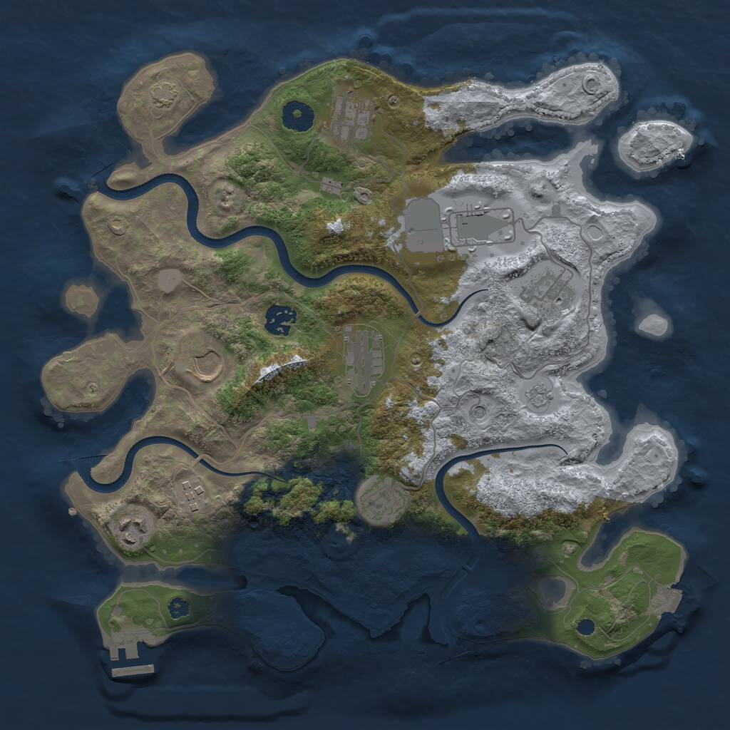 Rust Map: Procedural Map, Size: 3500, Seed: 1538842427, 14 Monuments