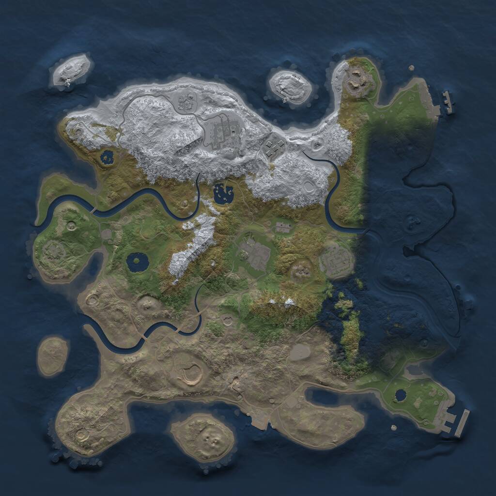 Rust Map: Procedural Map, Size: 3500, Seed: 3309169, 13 Monuments