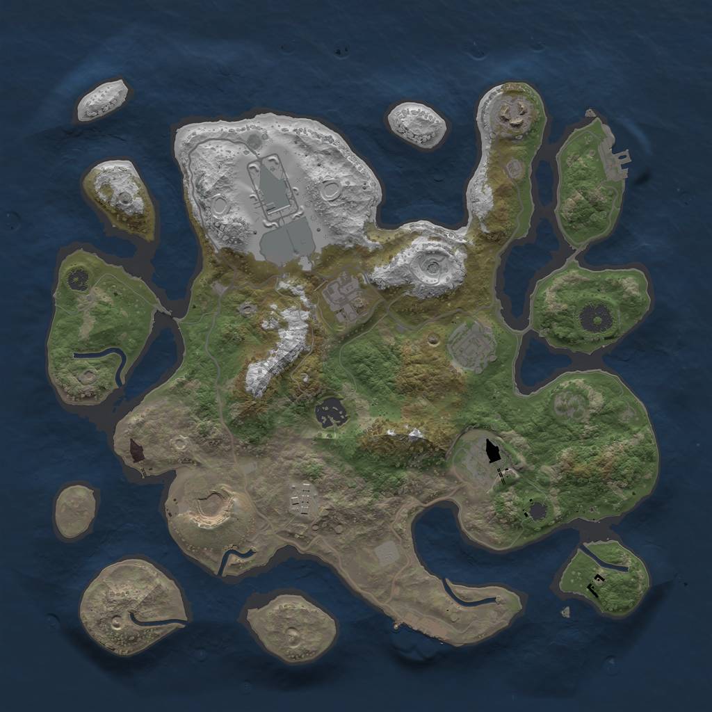 Rust Map: Procedural Map, Size: 3500, Seed: 3309169, 16 Monuments