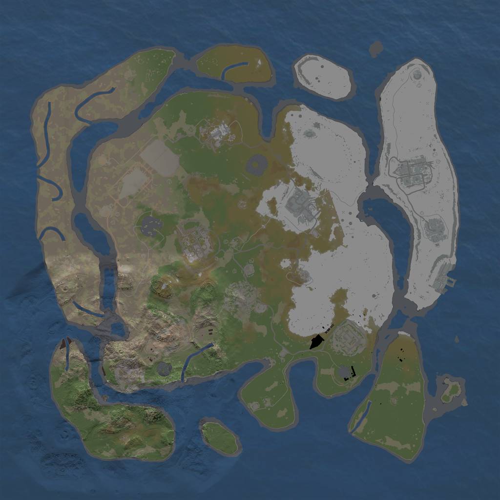 Rust Map: Procedural Map, Size: 3500, Seed: 1310338497, 14 Monuments