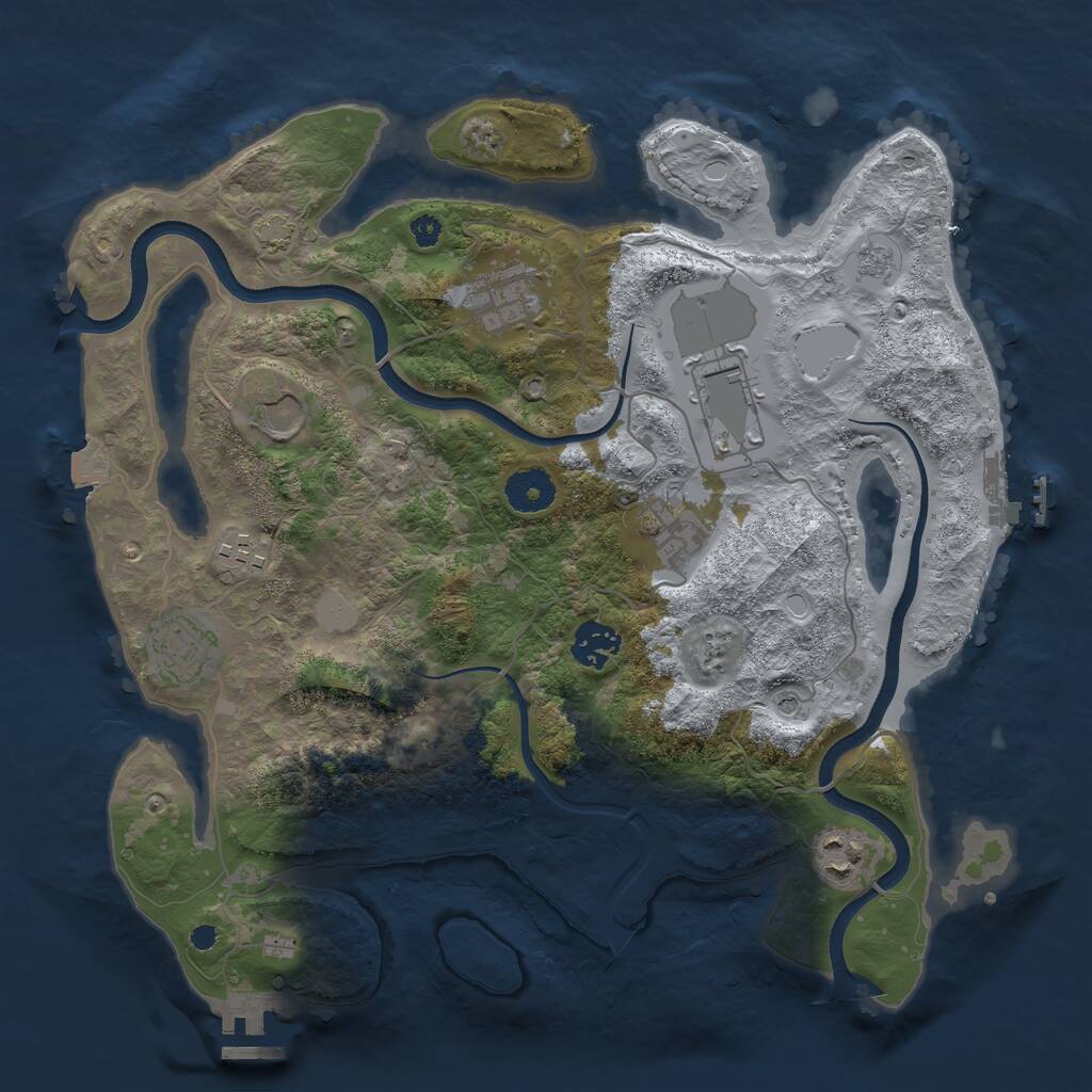 Rust Map: Procedural Map, Size: 3500, Seed: 1310338497, 14 Monuments