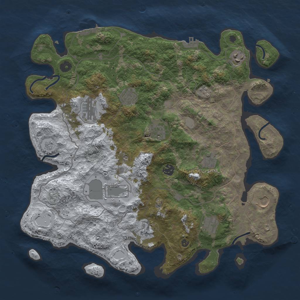 Rust Map: Procedural Map, Size: 4000, Seed: 479777303, 20 Monuments