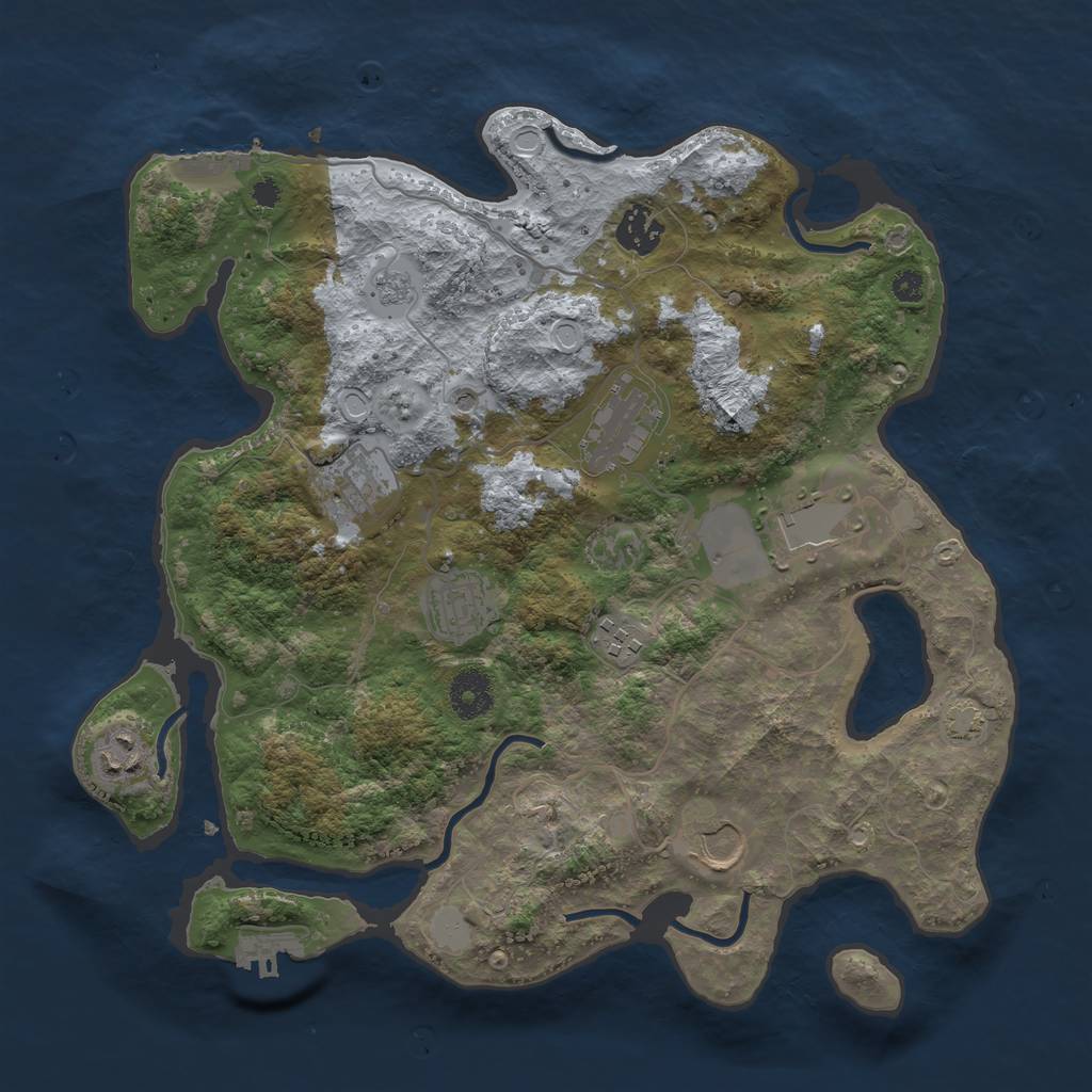 Rust Map: Procedural Map, Size: 3500, Seed: 654564561, 16 Monuments