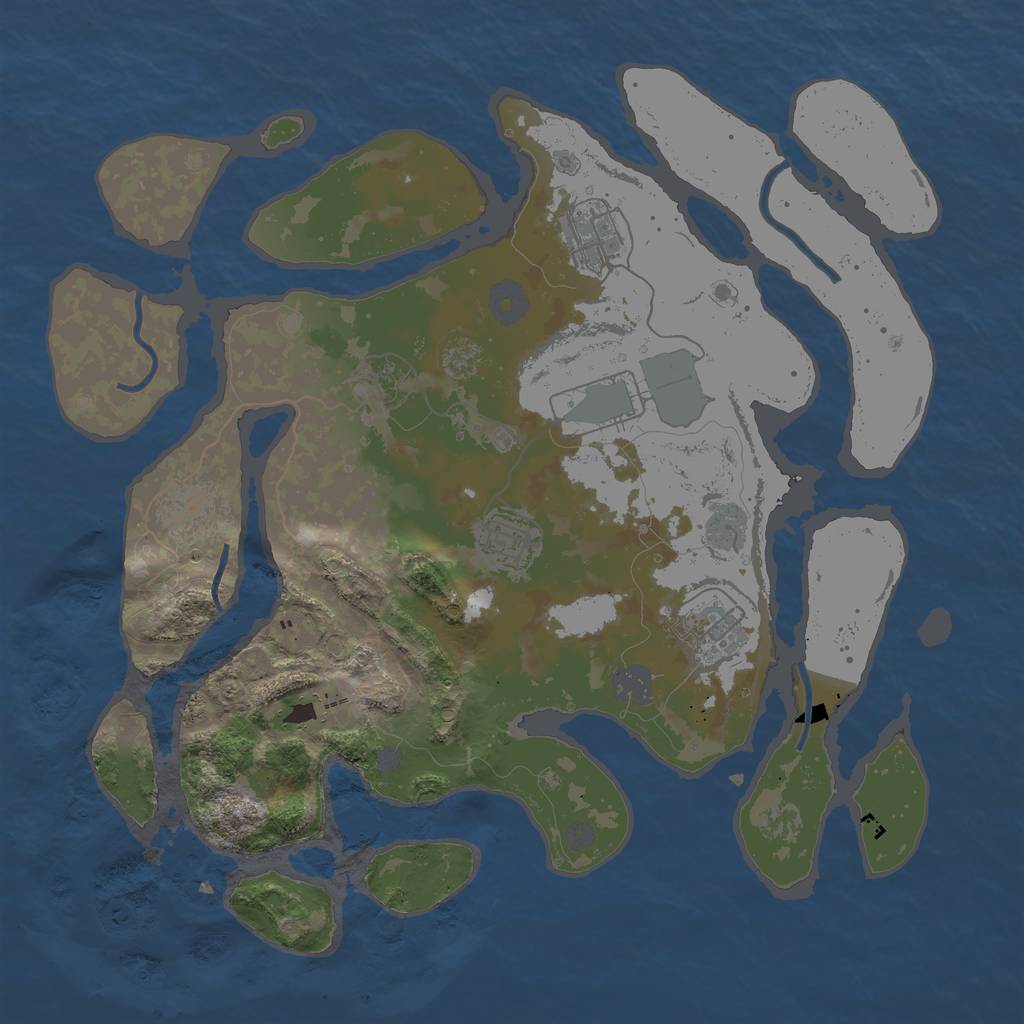 Rust Map: Procedural Map, Size: 3600, Seed: 4207031, 12 Monuments