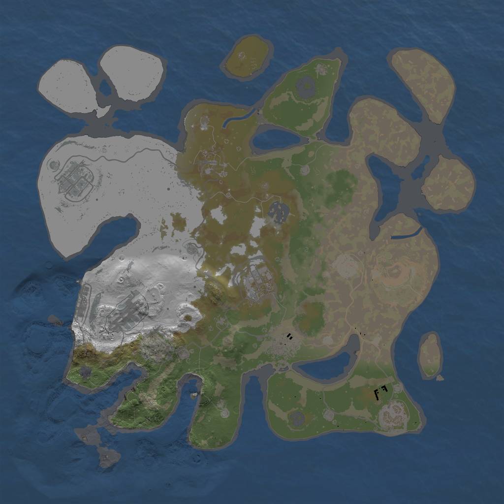 Rust Map: Procedural Map, Size: 3500, Seed: 1156655581, 13 Monuments