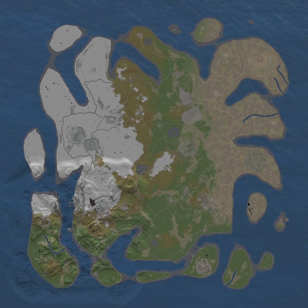 Rust Map: Procedural Map, Size: 4000, Seed: 690691337, 14 Monuments