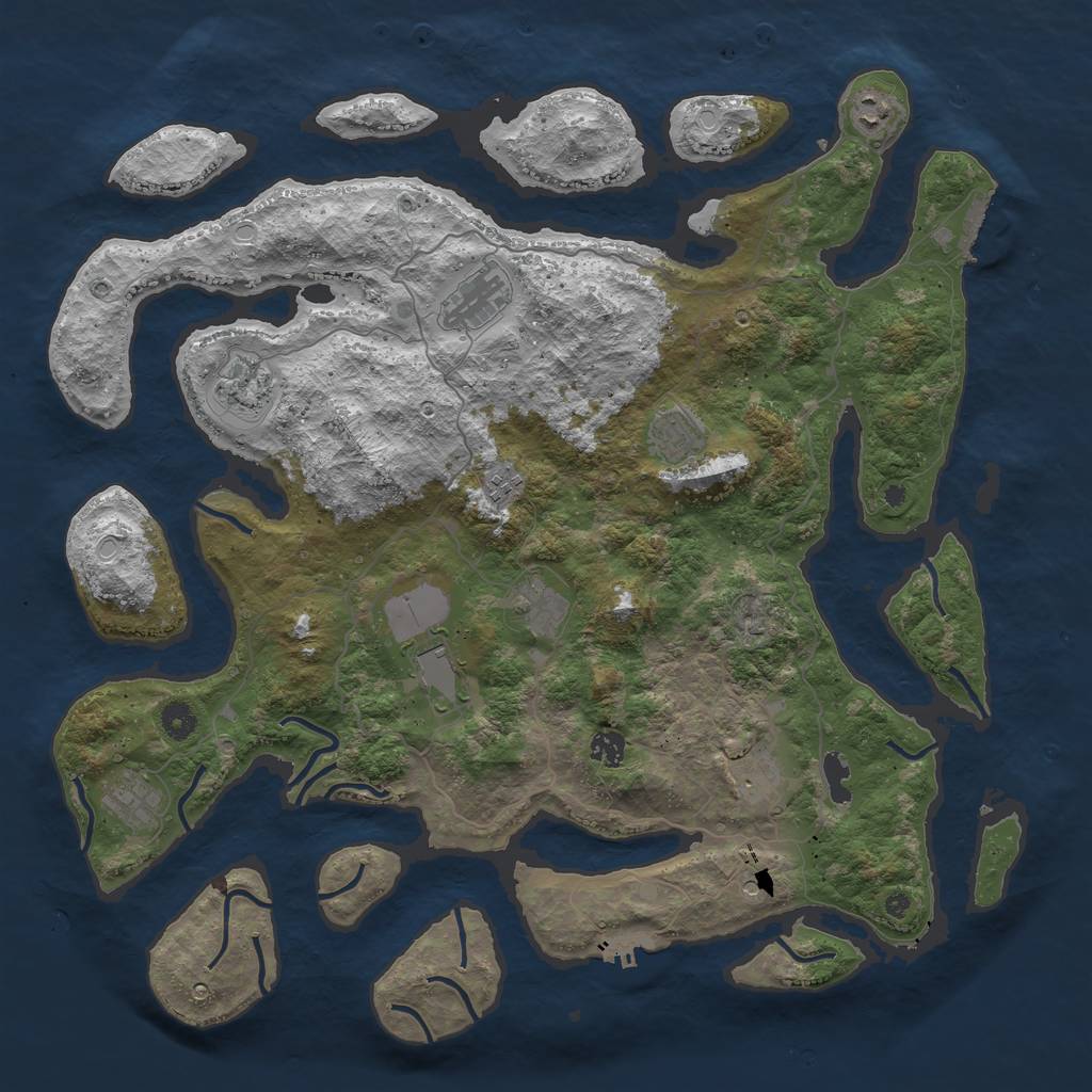 Rust Map: Procedural Map, Size: 4500, Seed: 2136269901, 18 Monuments