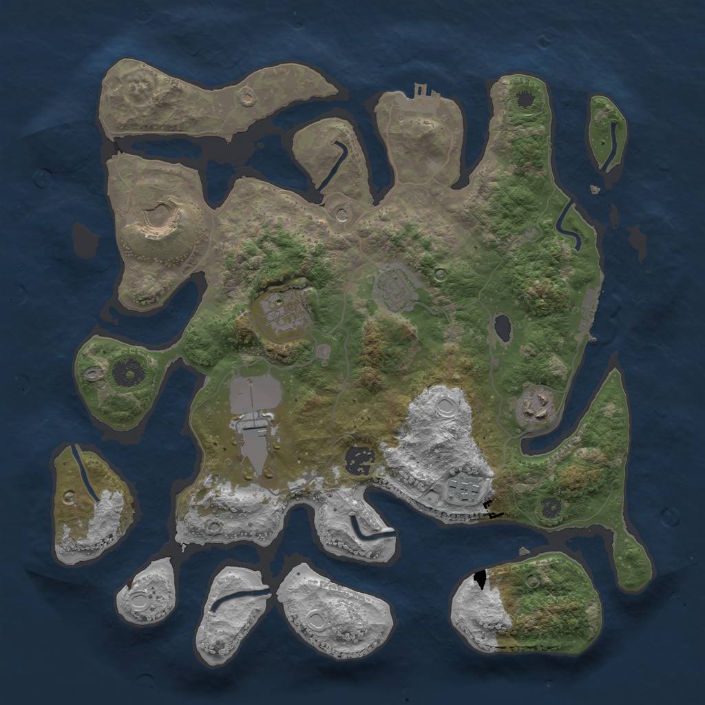 Rust Map: Procedural Map, Size: 3500, Seed: 616688, 15 Monuments