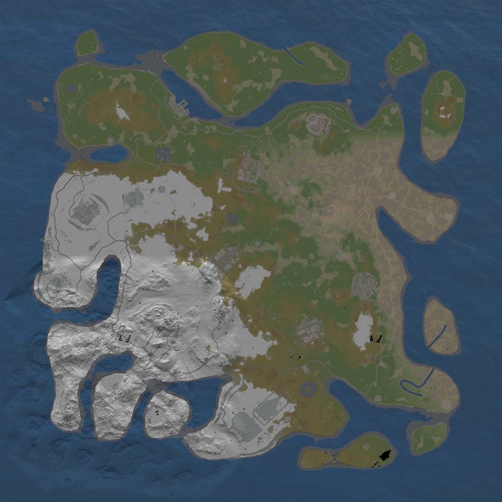 Rust Map: Procedural Map, Size: 4500, Seed: 19321, 16 Monuments