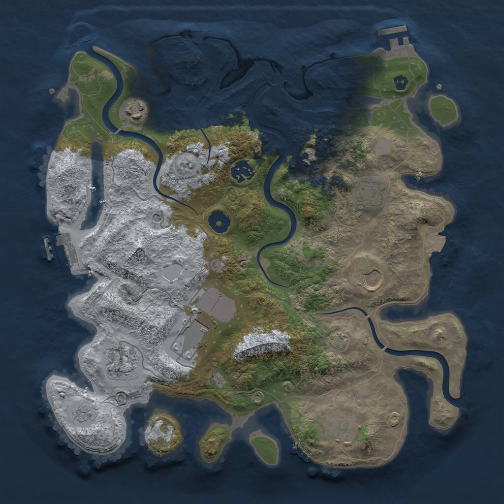 Rust Map: Procedural Map, Size: 3500, Seed: 744143, 14 Monuments