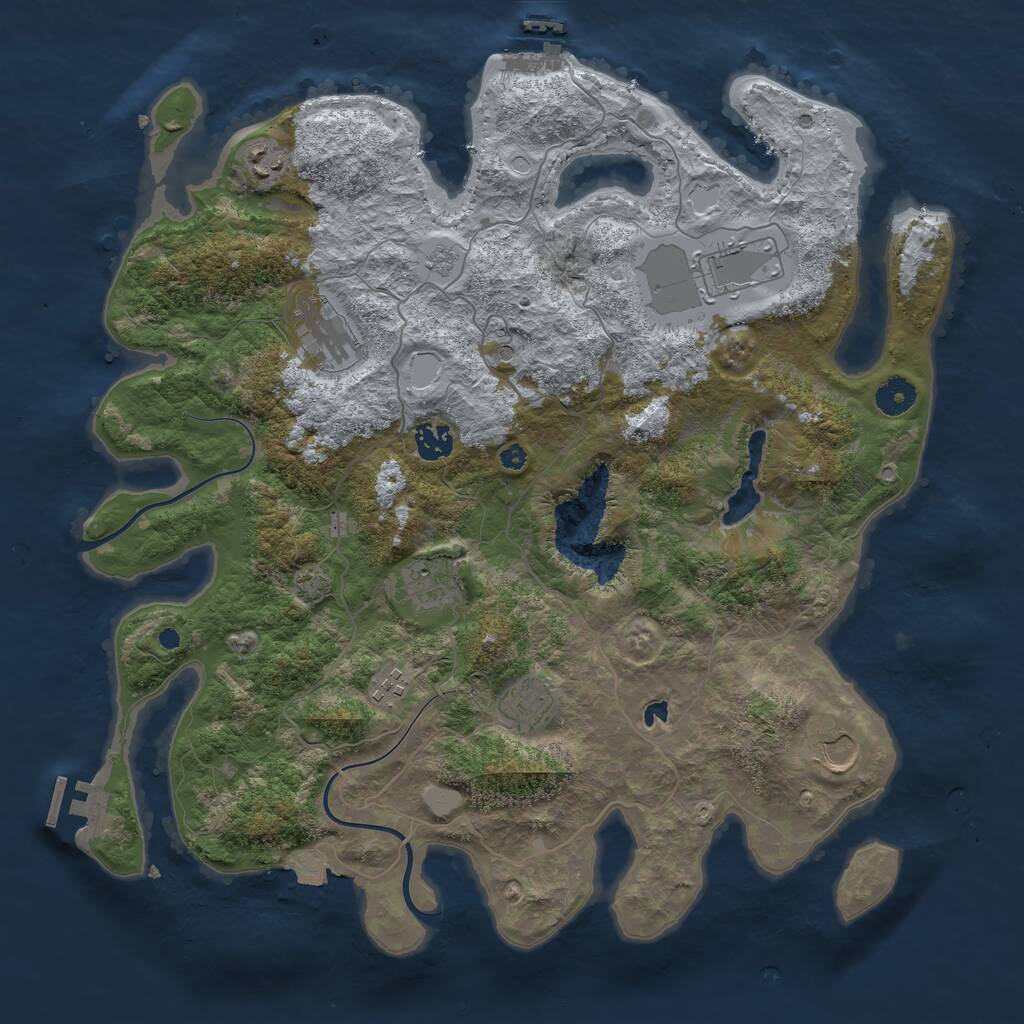 Rust Map: Procedural Map, Size: 4000, Seed: 77674170, 14 Monuments