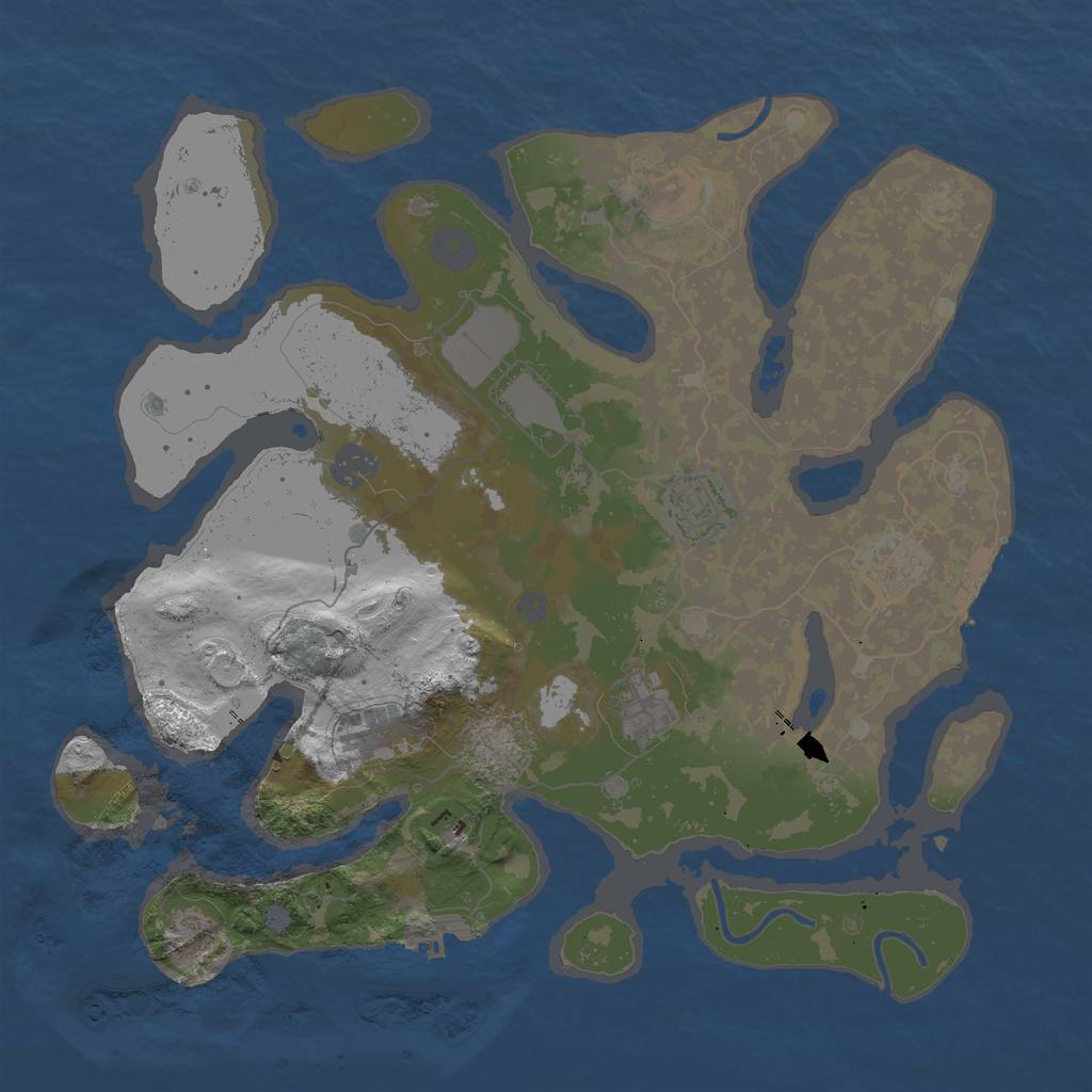 Rust Map: Procedural Map, Size: 3600, Seed: 2877268, 14 Monuments