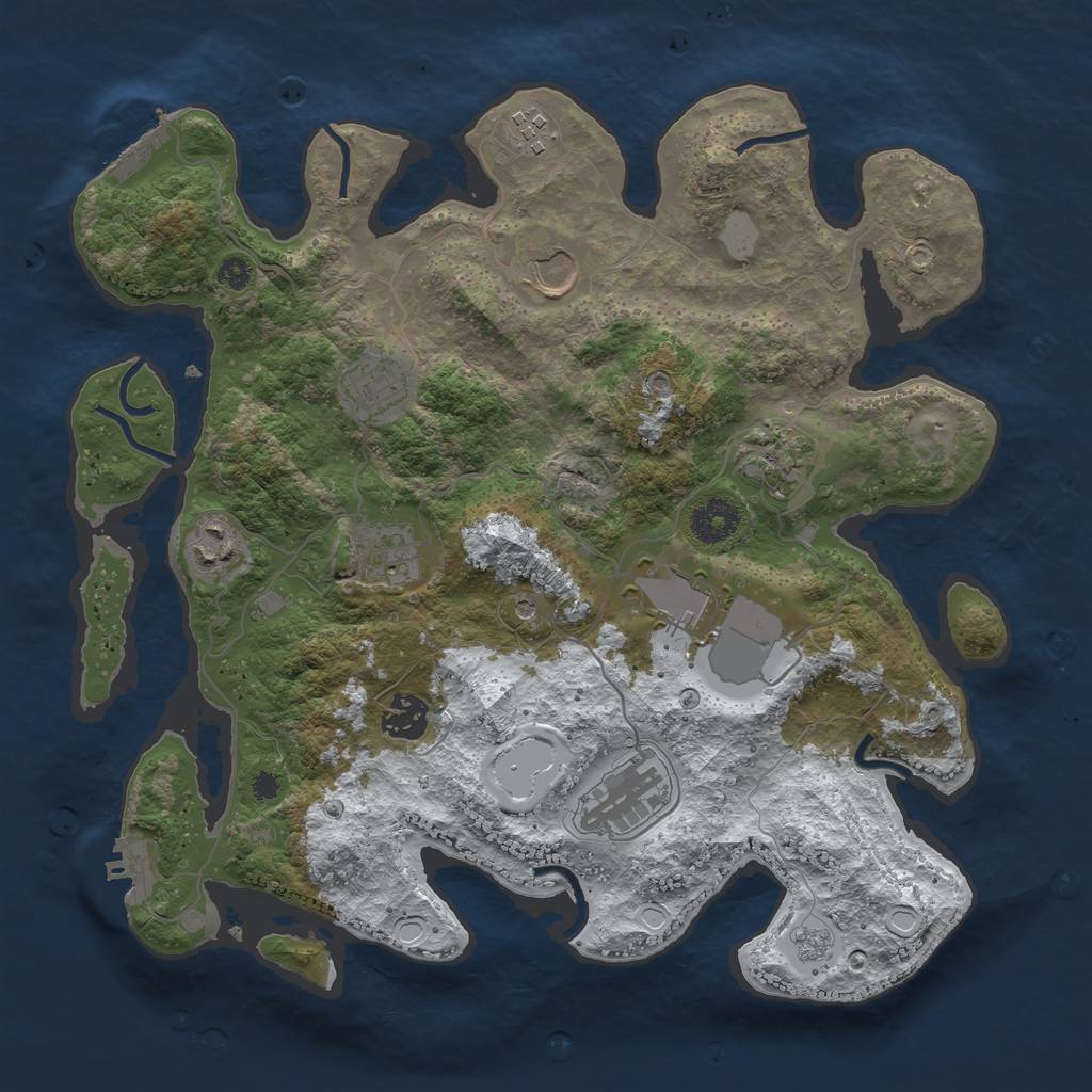 Rust Map: Procedural Map, Size: 3500, Seed: 738504, 18 Monuments