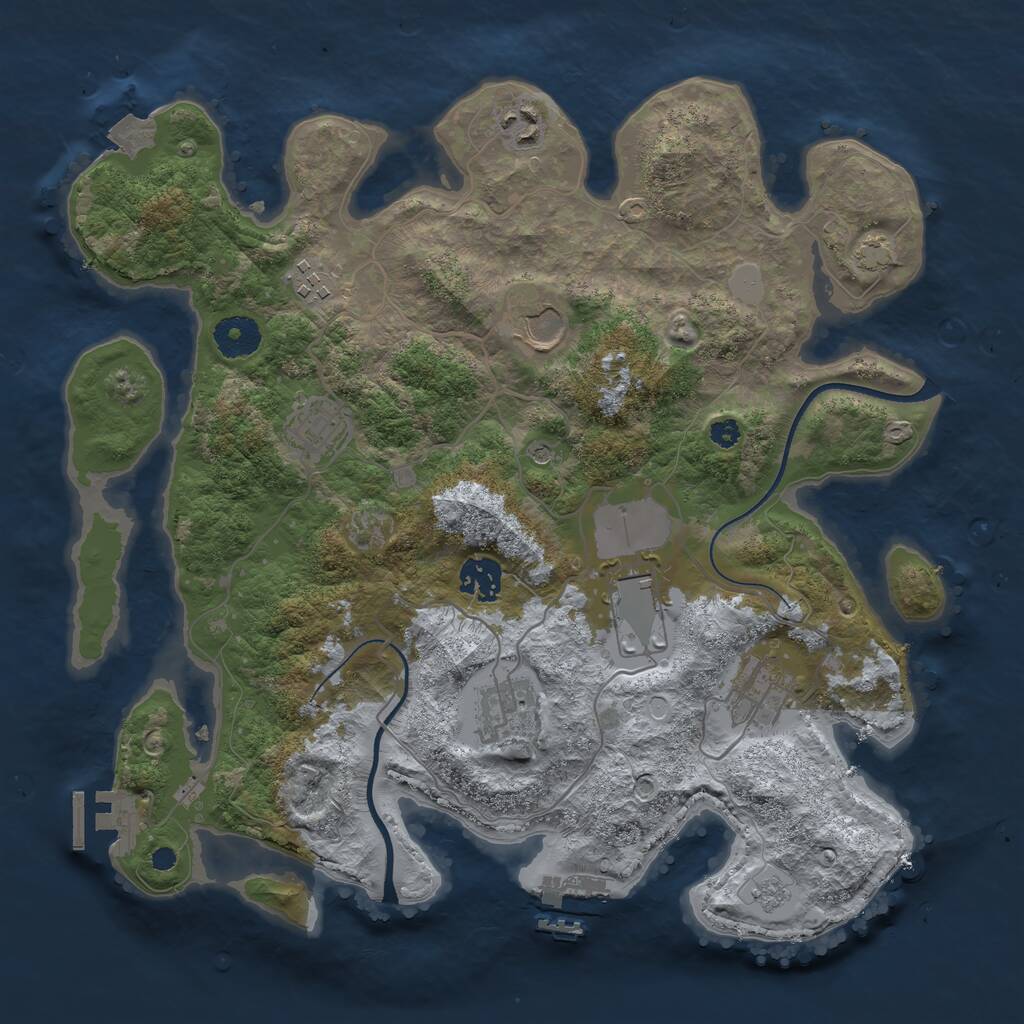 Rust Map: Procedural Map, Size: 3500, Seed: 738504, 14 Monuments