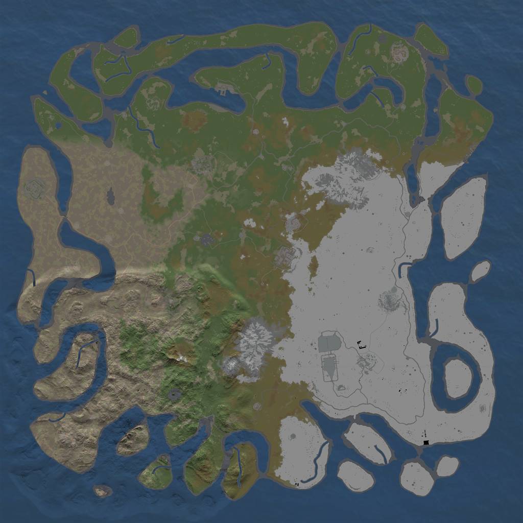 Rust Map: Procedural Map, Size: 6000, Seed: 125446373, 16 Monuments