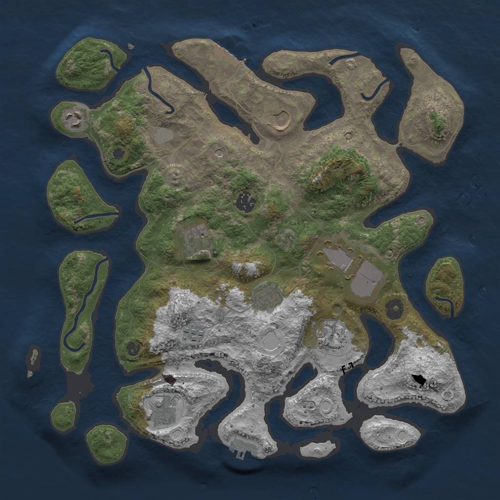 Rust Map: Procedural Map, Size: 3800, Seed: 19800718, 17 Monuments