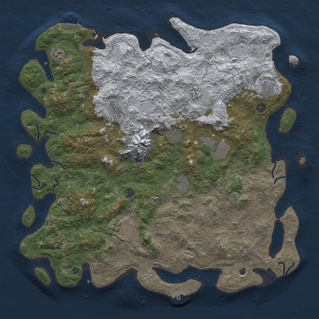 Rust Map: Procedural Map, Size: 5000, Seed: 1304375, 20 Monuments