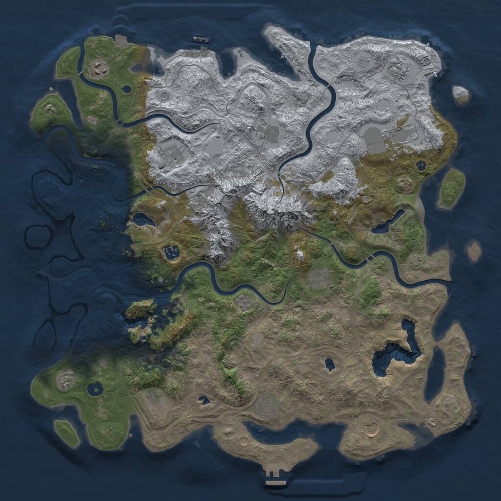 Rust Map: Procedural Map, Size: 5000, Seed: 1304375, 17 Monuments