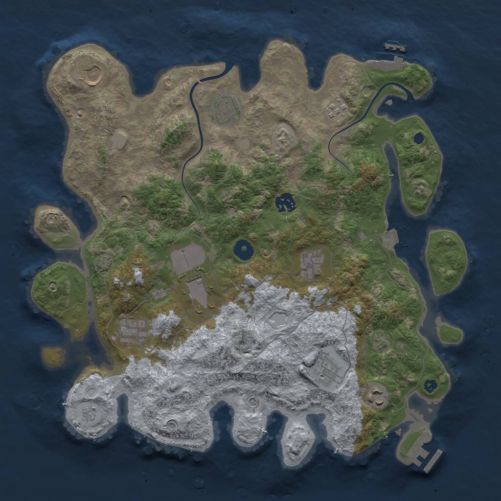 Rust Map: Procedural Map, Size: 3800, Seed: 213535, 15 Monuments