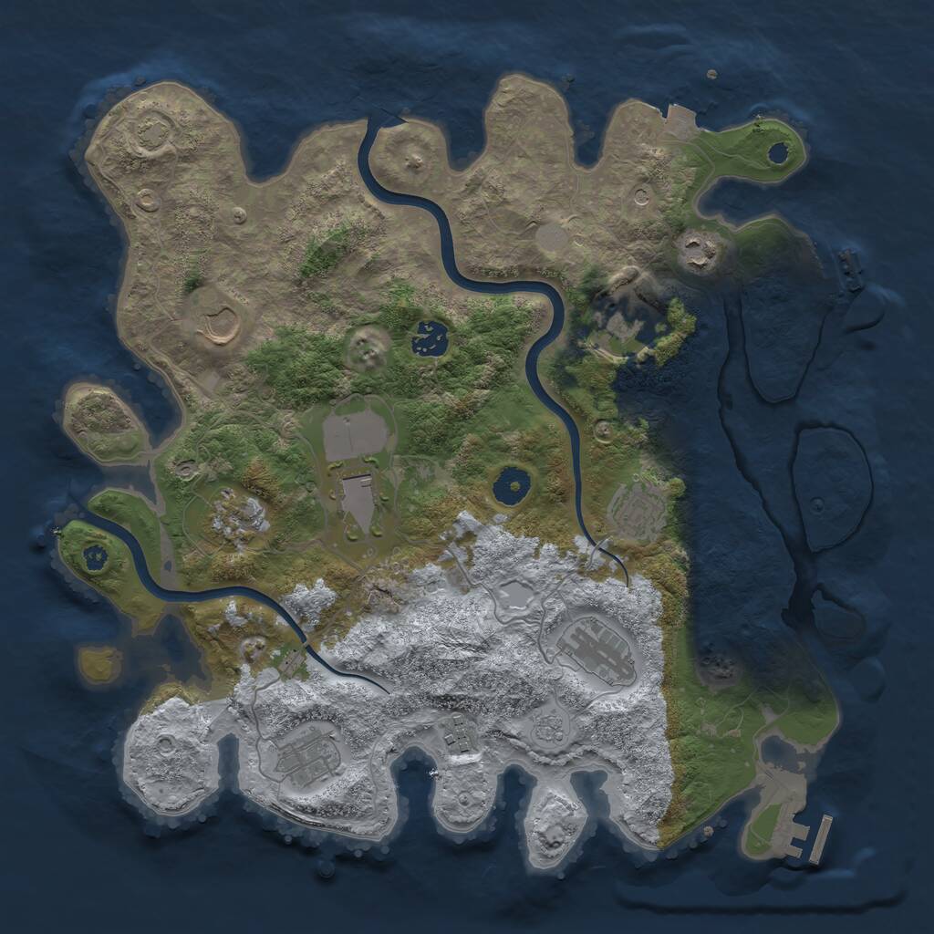 Rust Map: Procedural Map, Size: 3800, Seed: 213535, 16 Monuments