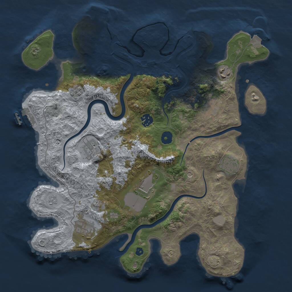 Rust Map: Procedural Map, Size: 3600, Seed: 9116879, 14 Monuments