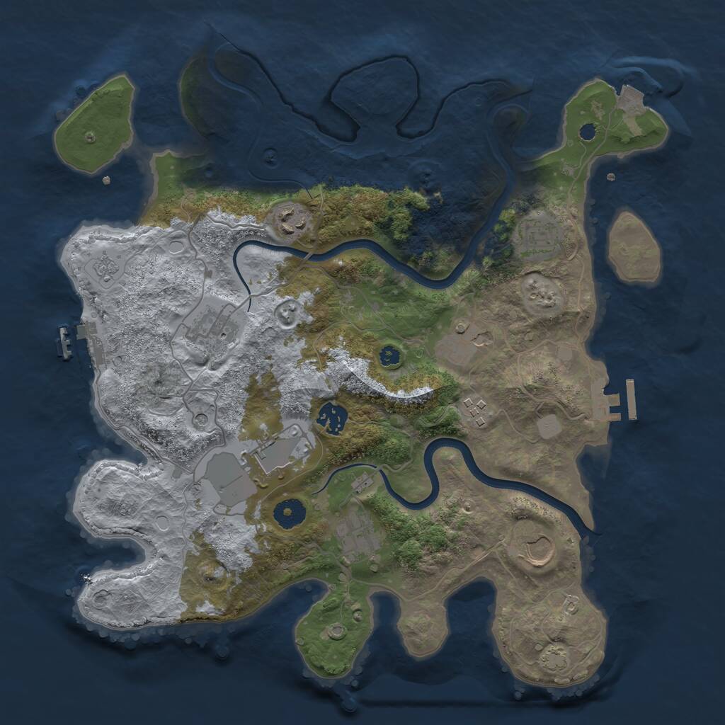 Rust Map: Procedural Map, Size: 3600, Seed: 9116879, 15 Monuments